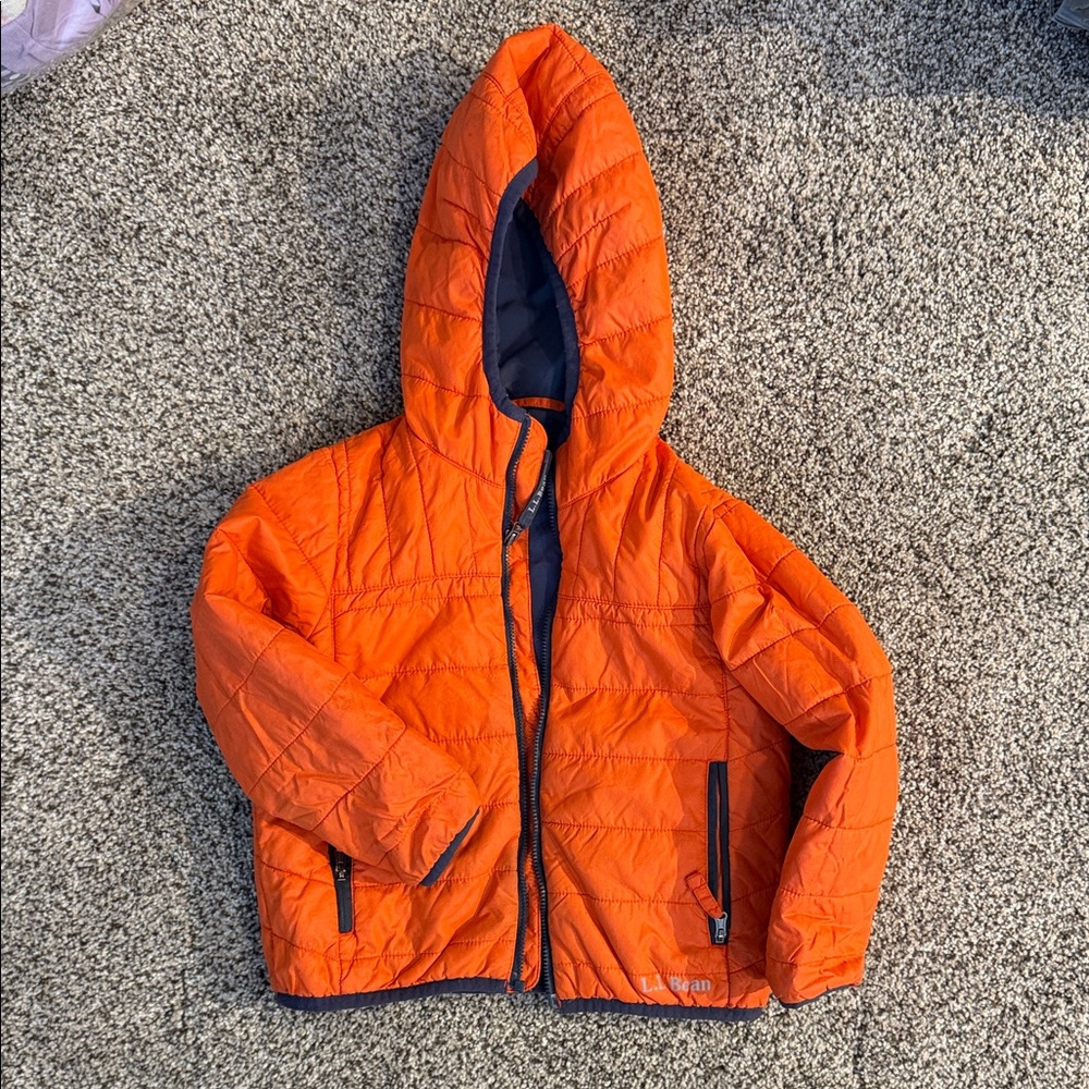 L.L. Bean Bright Orange Kids Puffer Jacket